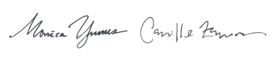 Signatures of Monica Yunus and Camille Zamora