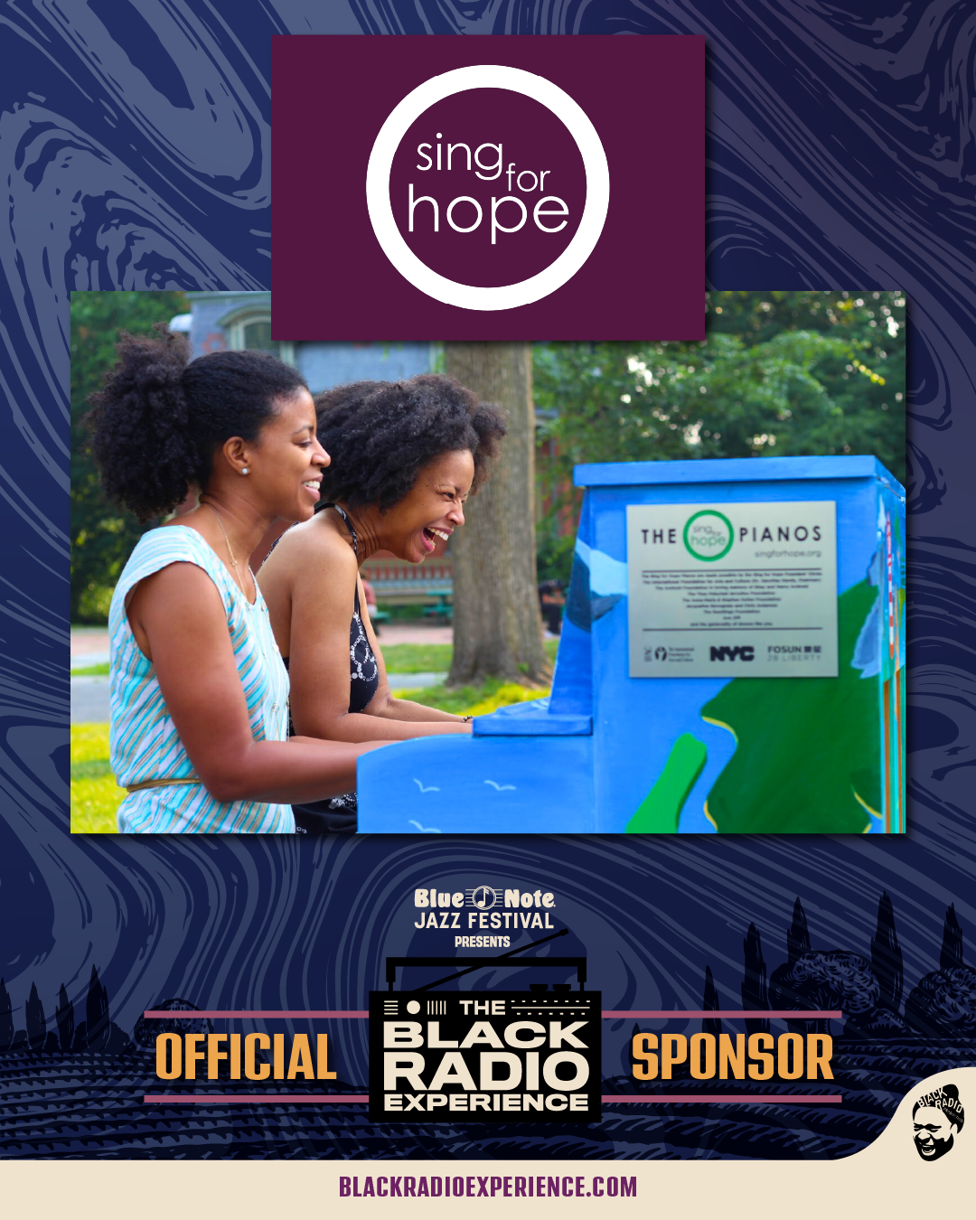 Black Radio Experience 2025 sponsor graphic featuring Sing for Hope
