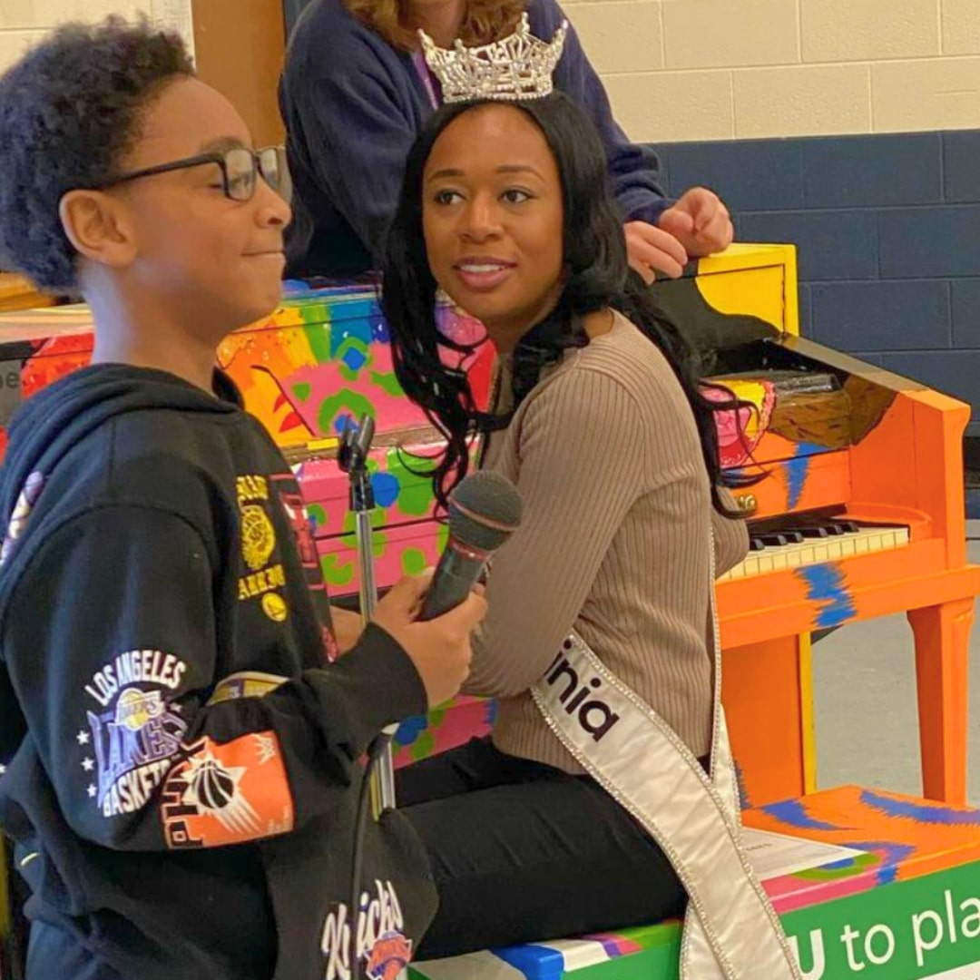 Miss Virginia with students